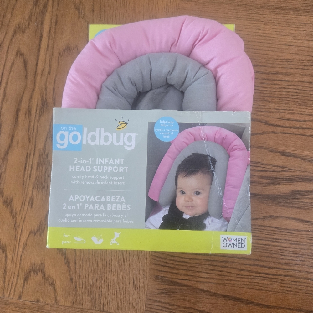 Pink and Gray Infant Head Support